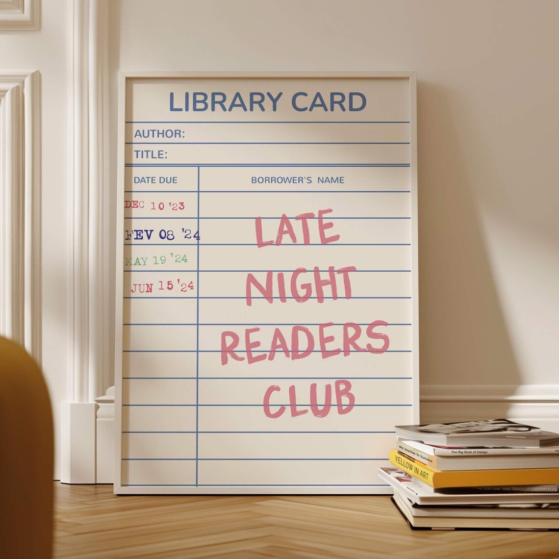 Late Night Readers Club Library Card Art Print