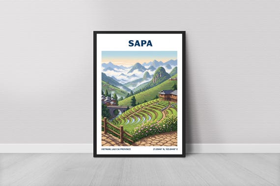 Rice Terraces Travel Poster Sapa Landscape Art Print