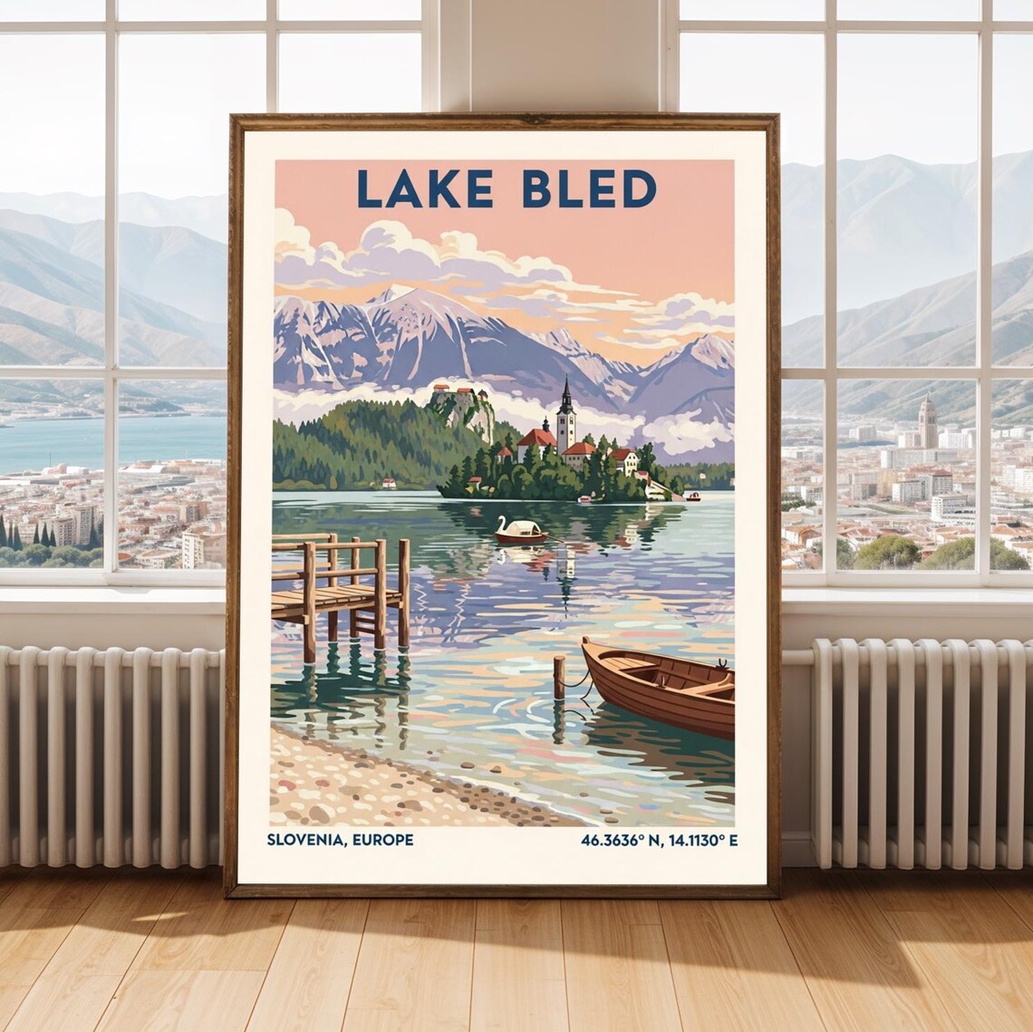 Lake Bled Slovenia Island Church Alpine Vintage Travel Poster