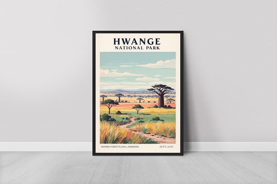 Baobab Tree Landscape, African Safari Travel Poster