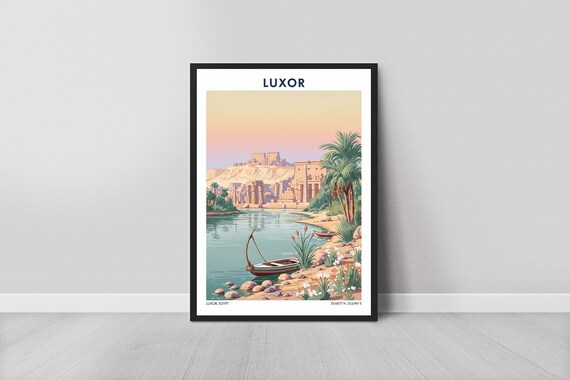 Luxor Egypt River Scene Travel Poster