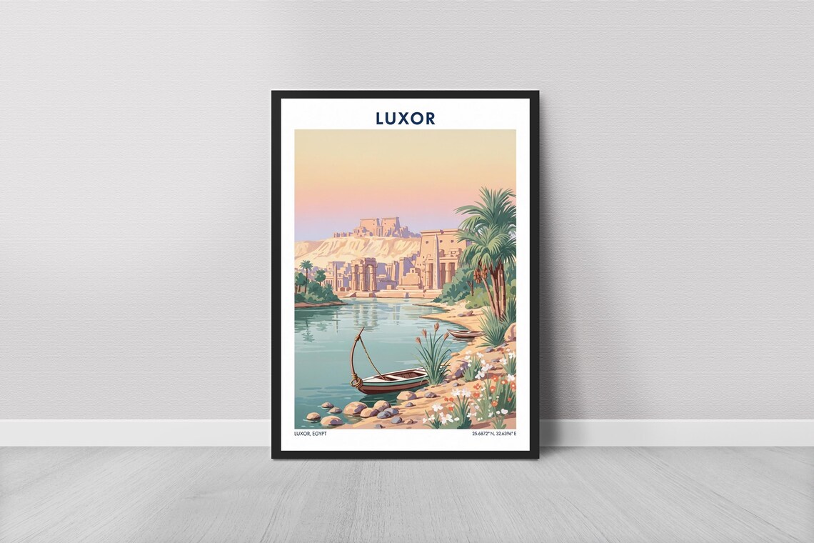 Luxor Egypt River Scene Travel Poster