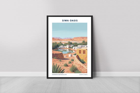 Desert Oasis Travel Poster Puebloinspired Wall Art Print
