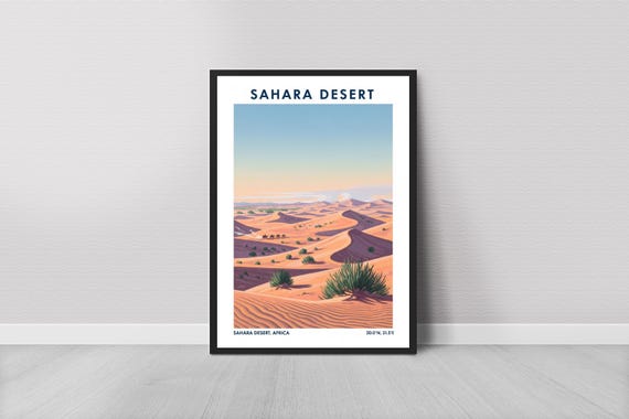 Saharan Desert Dunes Art Print Travel Poster Wall