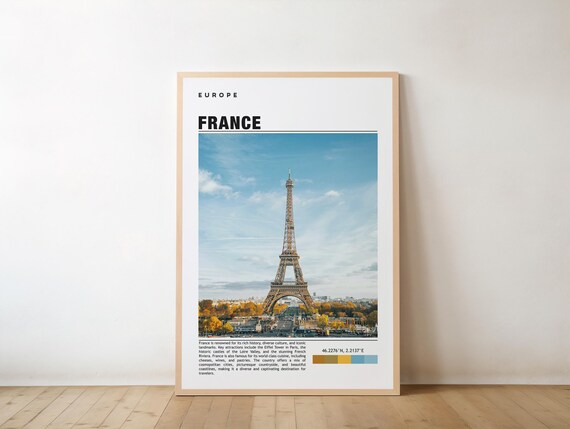France Paris Eiffel Tower Daytime Landmark Photography Travel Poster