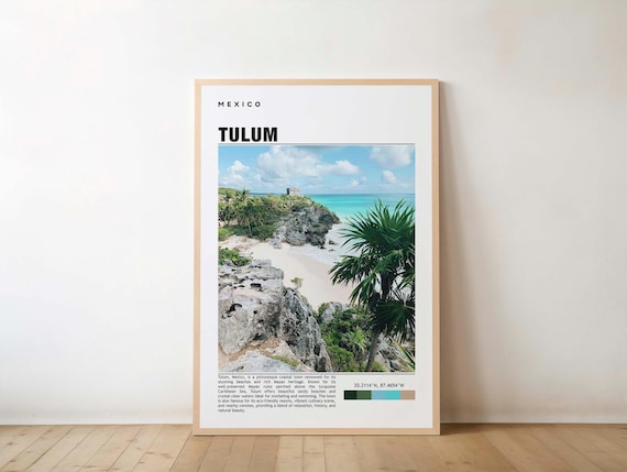 Tulum Print Travel Poster Mexican Art Scenic Beaches Ancient Ruins Vibrant Culture Coastal Views Caribbean Charm Tropical Beauty