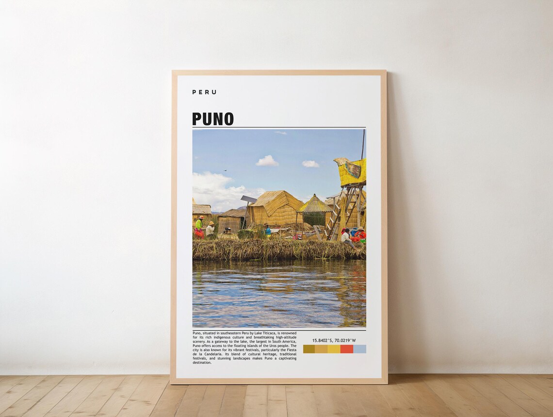 Puno Peru Uros Floating Islands Lake Titicaca Reed Boats Poster
