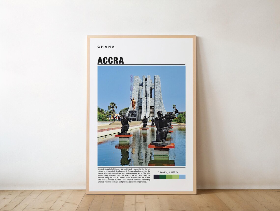 Accra Ghana Independence Arch Nkrumah Memorial Travel Poster