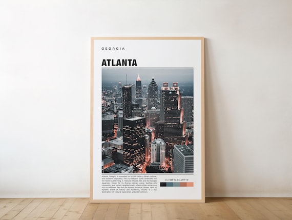 Atlanta Night Skyline Glowing Towers Georgia City Lights Poster
