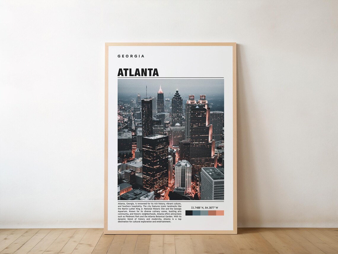 Atlanta Night Skyline Glowing Towers Georgia City Lights Poster