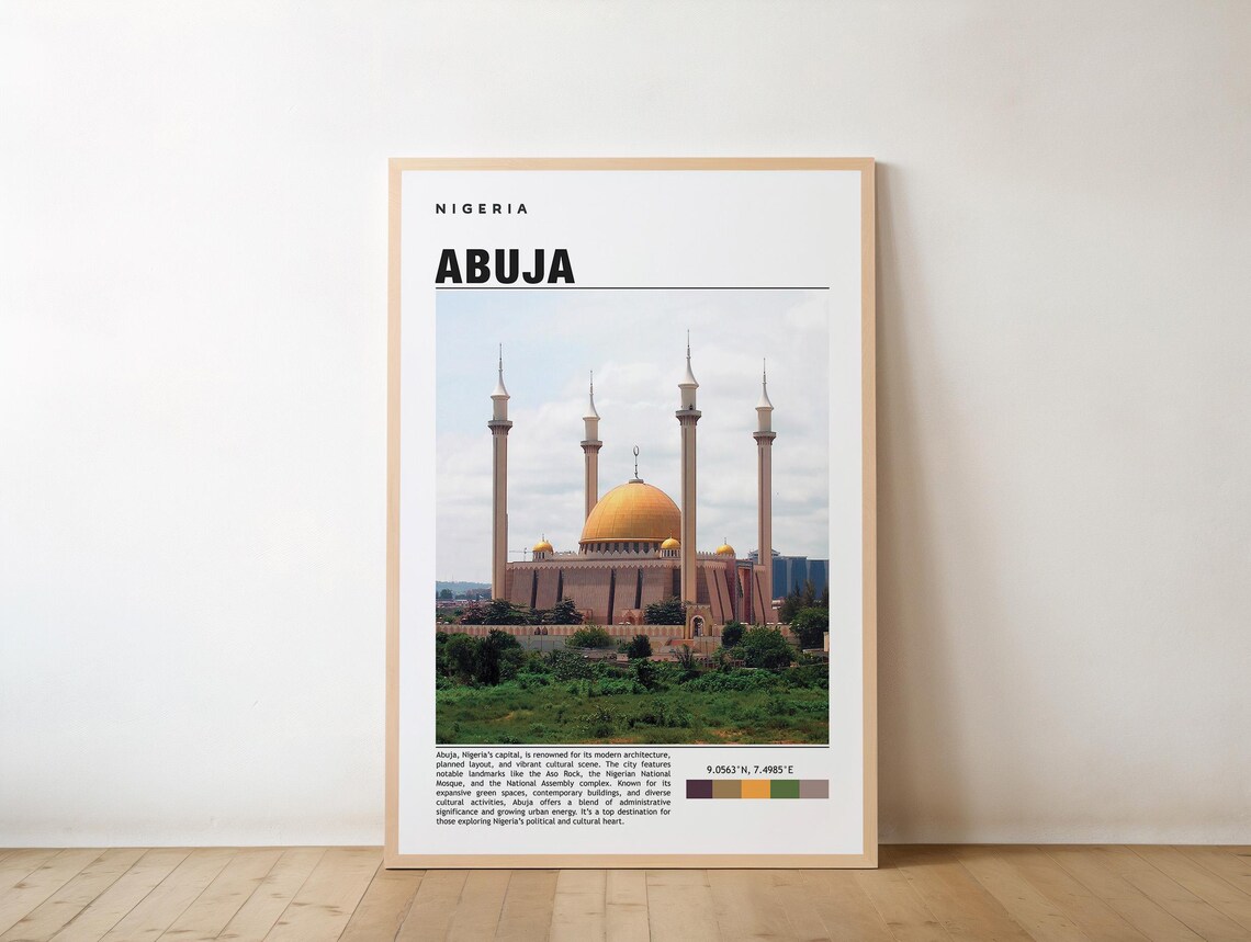 Abuja Nigeria National Mosque Golden Dome Photo Travel Poster