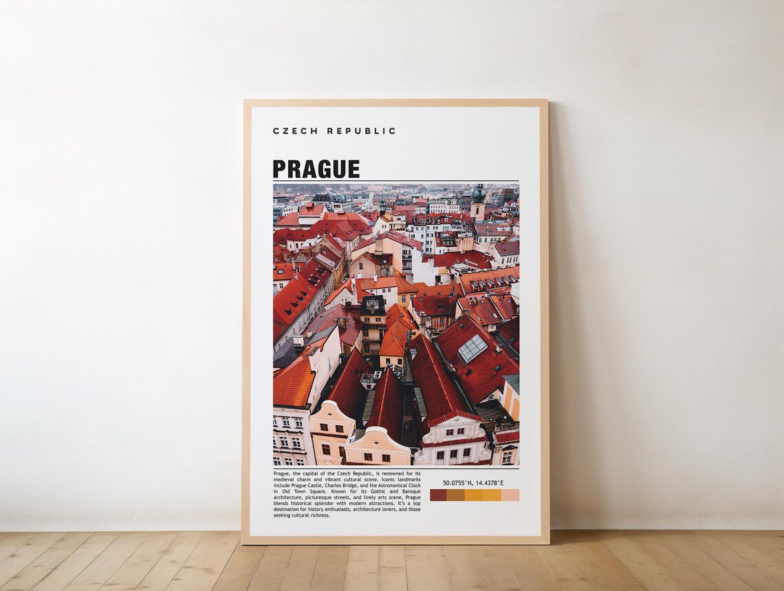Prague Czech Republic Red Rooftops Old Town Photo Travel Poster