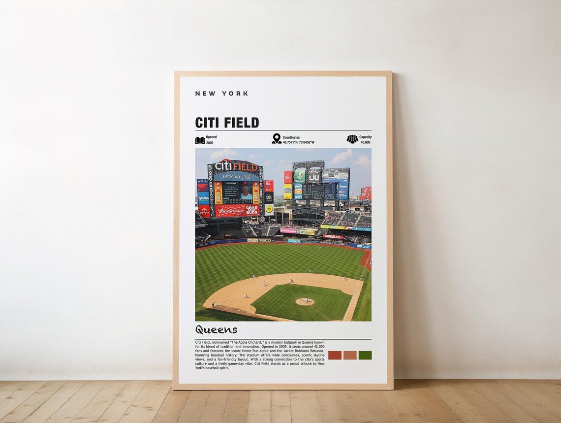 Citi Field Queens New York Mets Ballpark Game Day Travel Poster