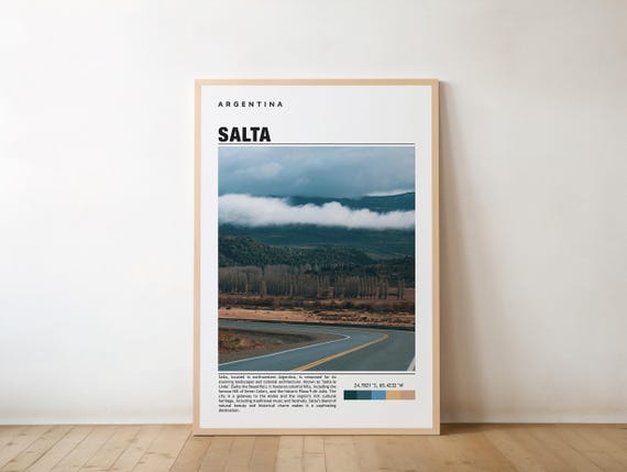 Salta Print Travel Poster Argentine Art Colonial Architecture Scenic Mountains Historic City Cultural Heritage Vibrant Markets