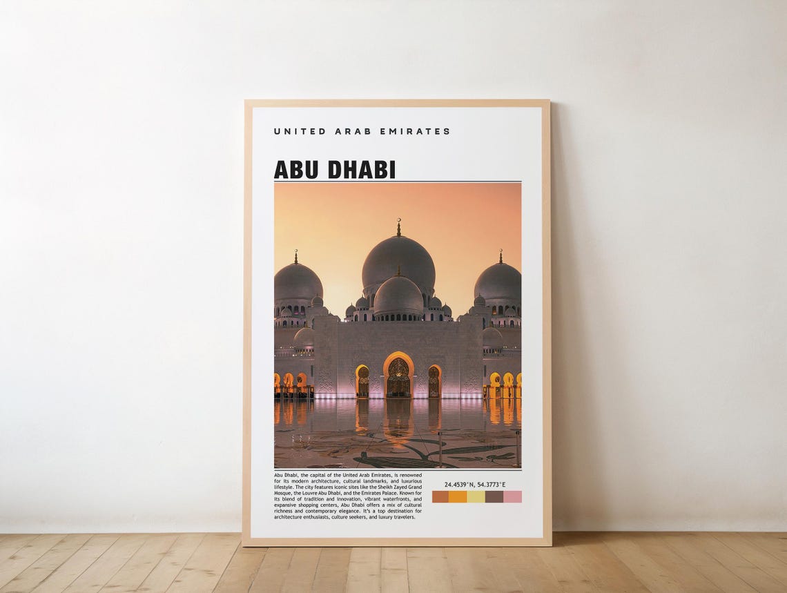 Abu Dhabi Sheikh Zayed Grand Mosque Sunset Reflection Poster