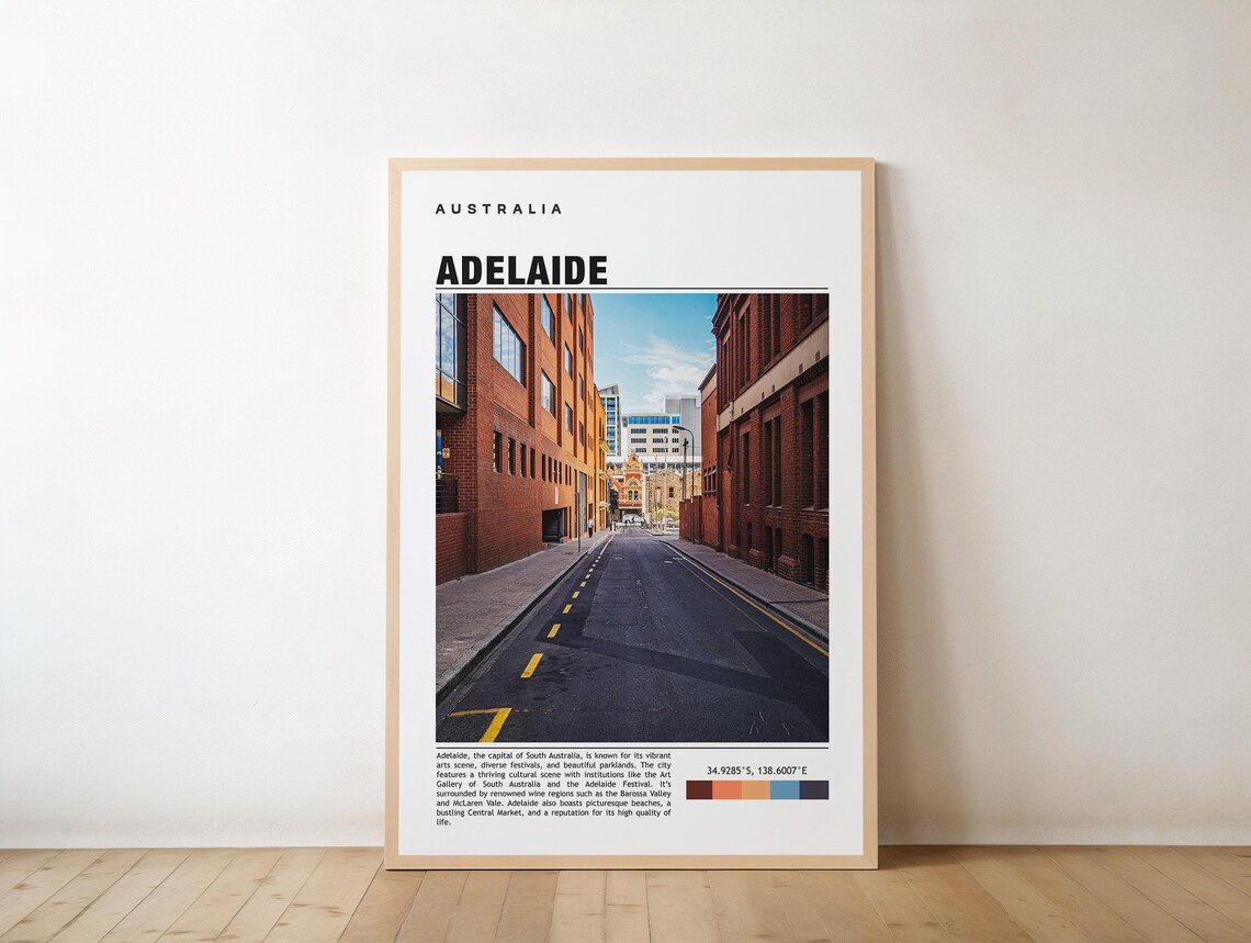 Adelaide Australia Historic Brick Street Photo Travel Poster