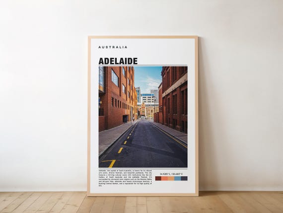 Adelaide Print Poster Wall Art Travel Artwork City Australia