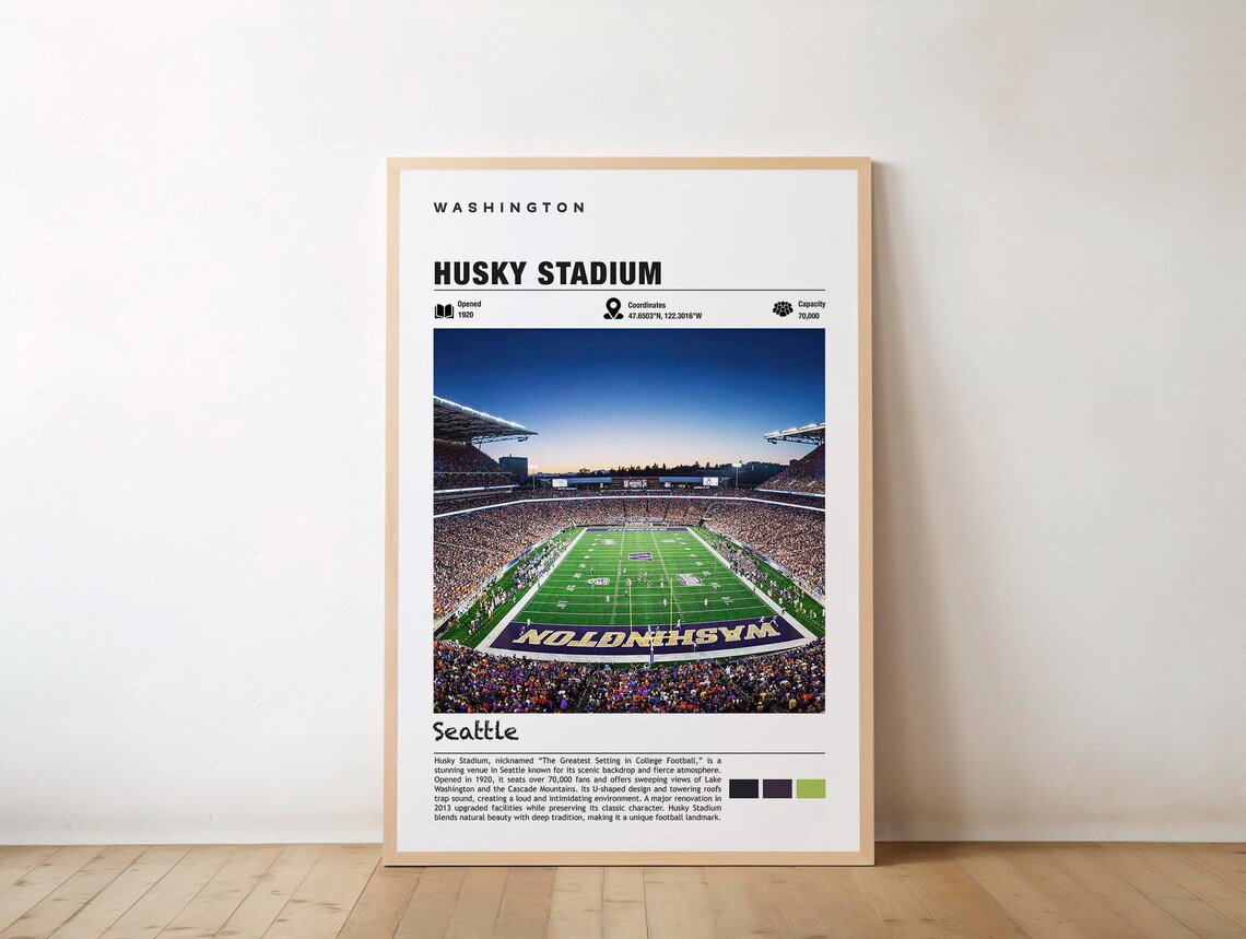 Husky Stadium Washington Poster, Seattle Views Art Print