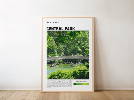 Central Park New York Bow Bridge and Boats Photo Travel Poster