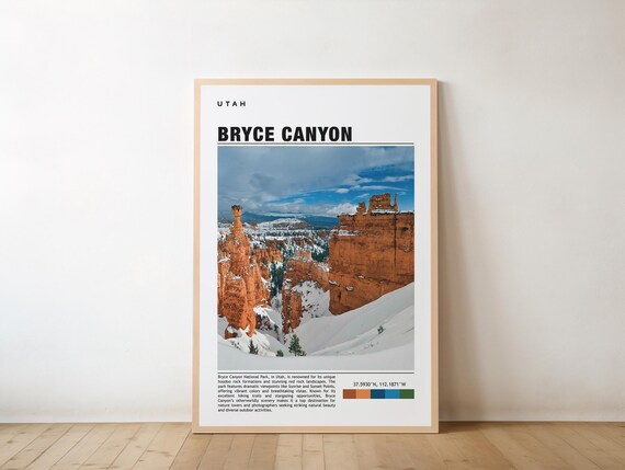 Bryce Canyon Snowy Red Rock Hoodoos Utah Winter National Park Poster