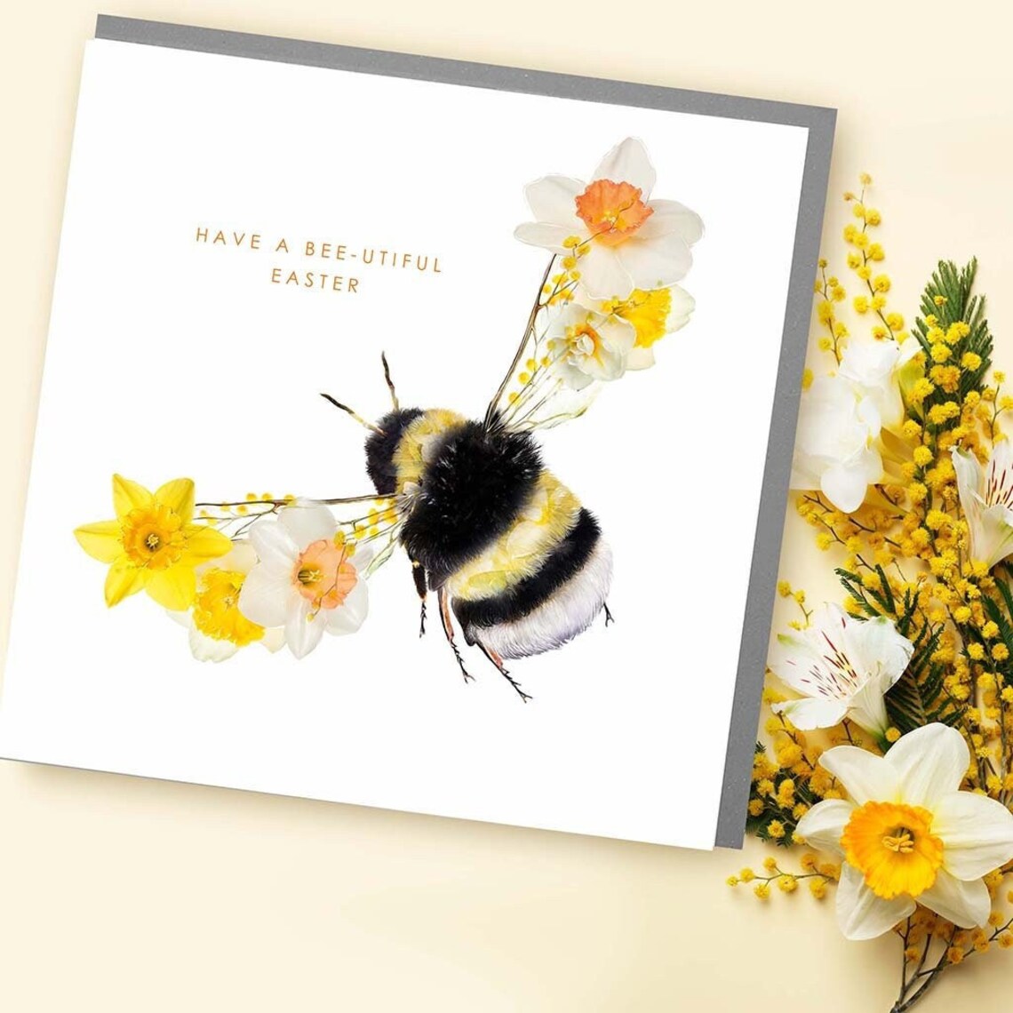 Happy Easter Card, Whimsical Bumble Bee Greeting