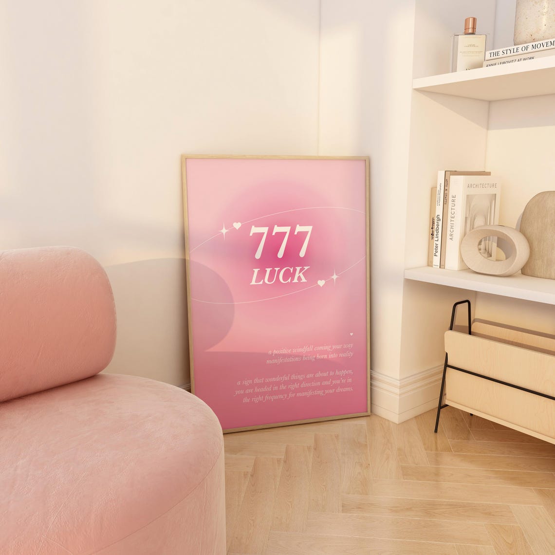 Pink Angel Number 777 Wall Art Trendy Pink 777 Aura Poster 777 Angel Number Pink Print 777 Pink Poster - Image 5