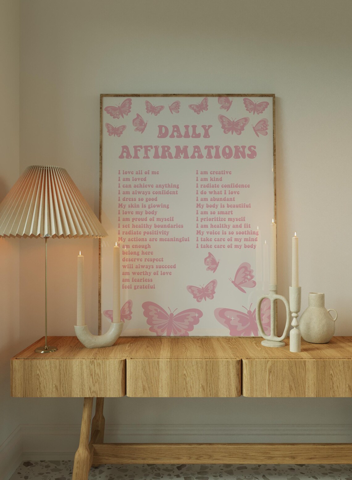 Daily Affirmations Pink Quote Poster for Girl Room - Image 5