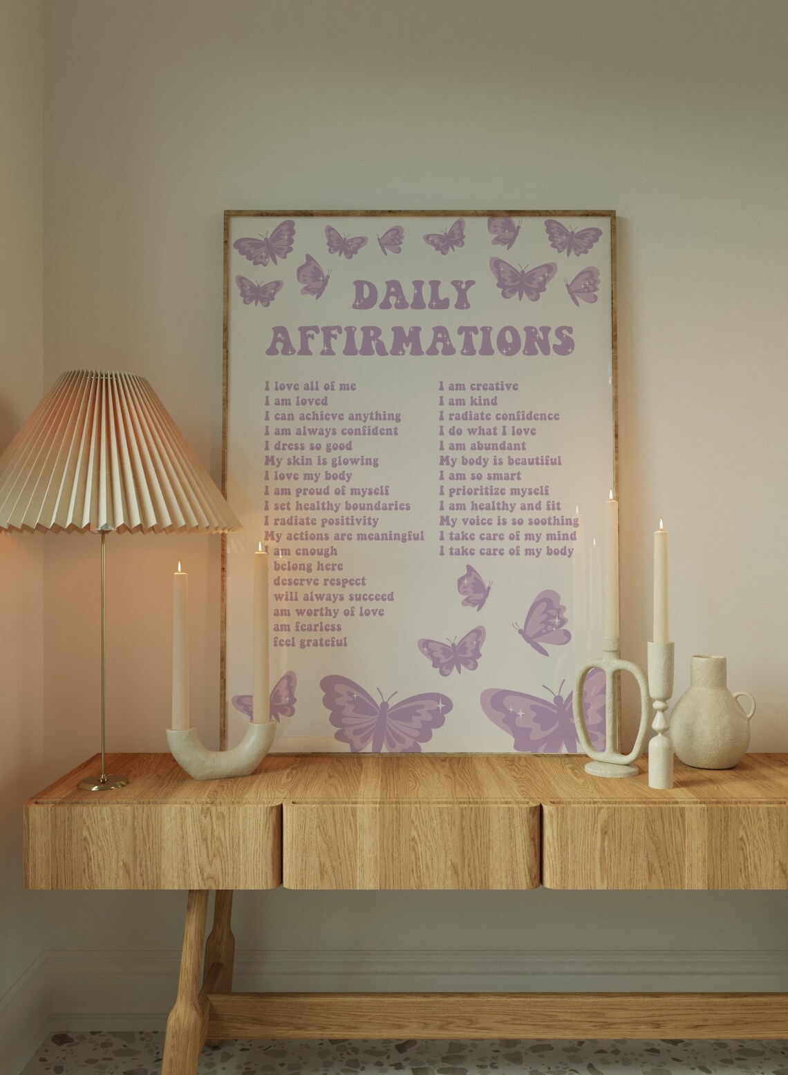 Purple Daily Affirmations Wall Art Print for Bedroom - Image 3