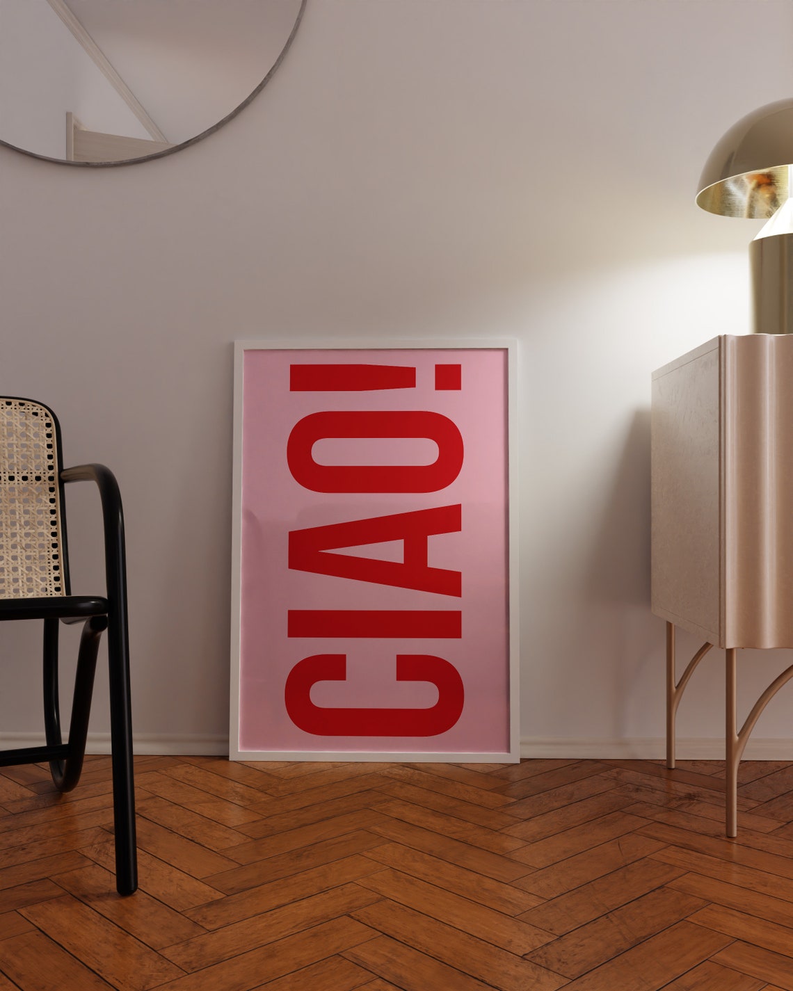 Ciao Bold Red Italian Greeting Pink Minimalist Typography Poster - Image 3