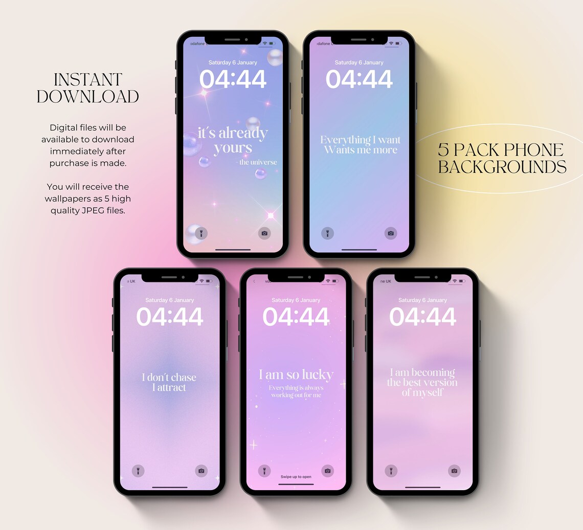 Positive Affirmations 5 Pack Pastel Phone Manifestation Aesthetic Poster - Image 4