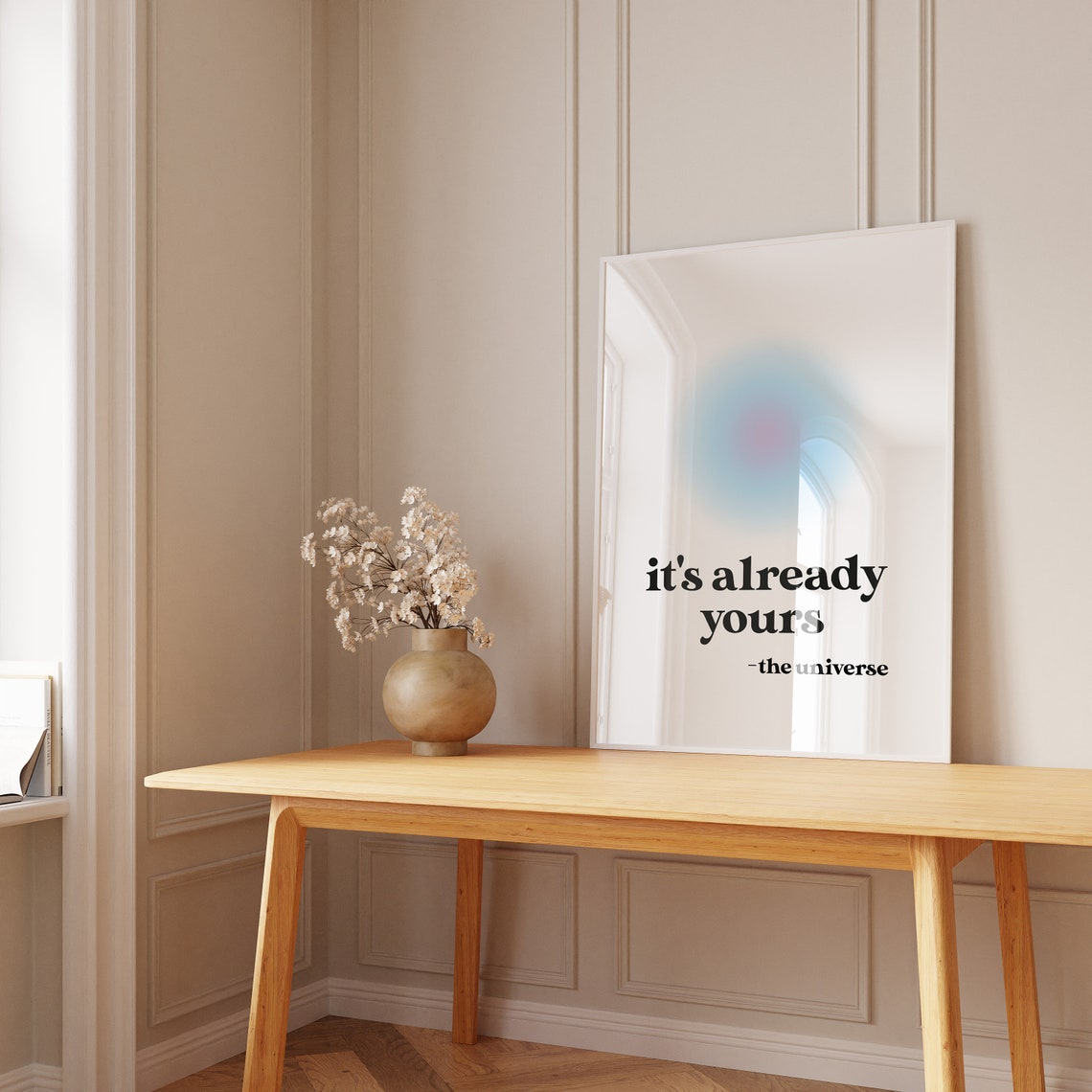 It's Already Yours The Universe Aura Quote Blue Wall Art Poster - Image 2