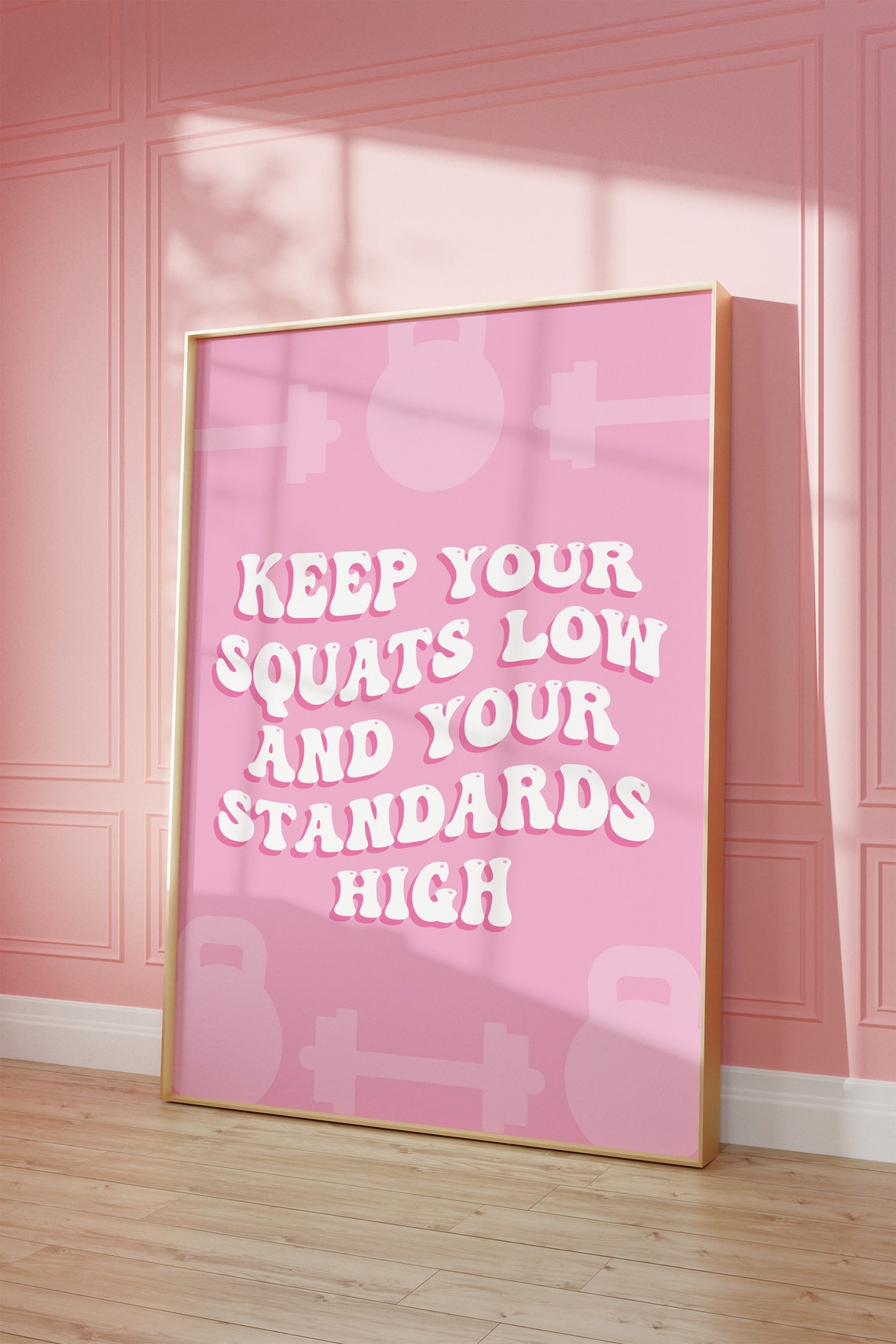 Keep Your Squats Low And Your Standards High Poster Pink Gym Girl Wall Art Pink Gym Girl Room Decor Pink Gym Girl Gift Ideas - Image 5