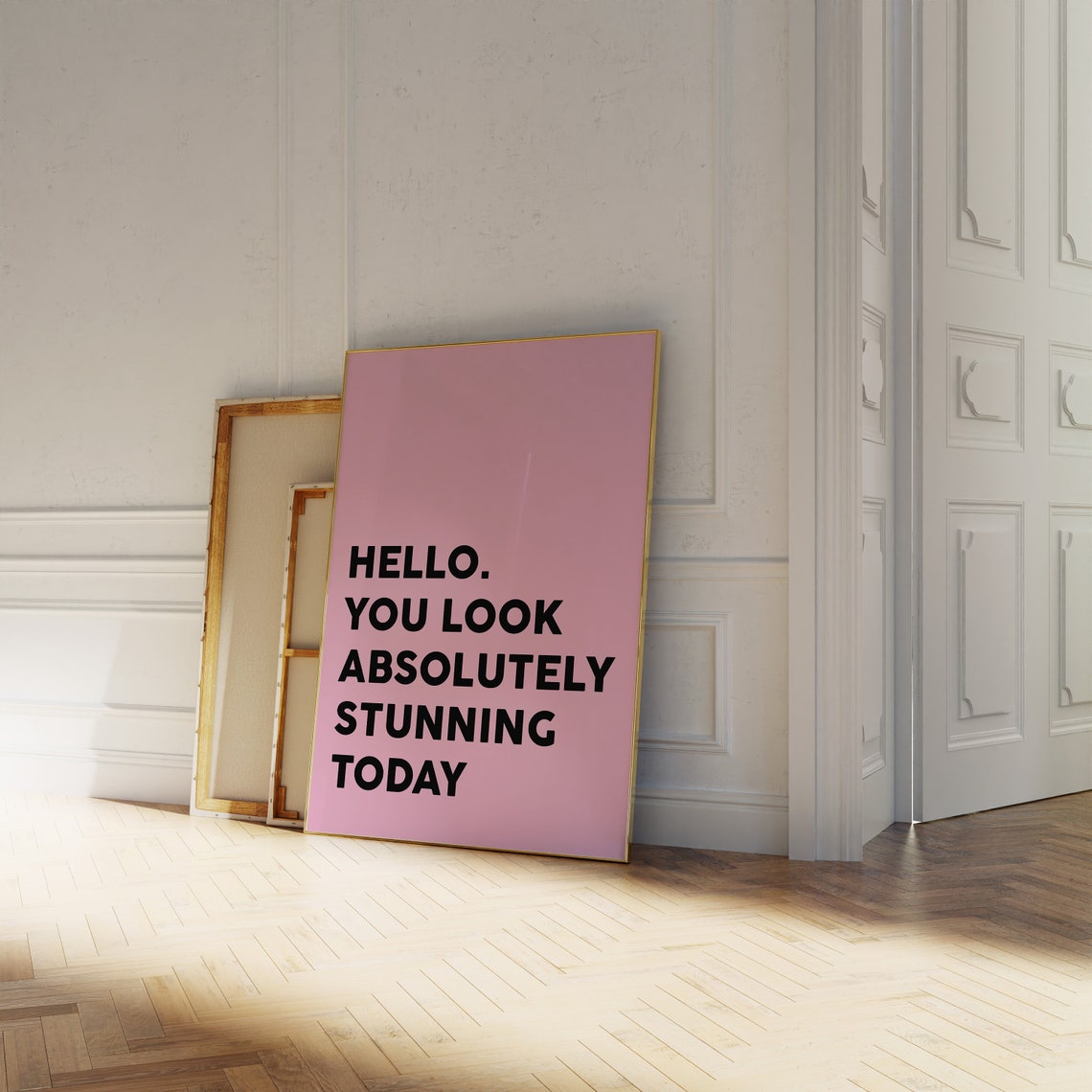 Hello You Look Absolutely Stunning Today Quote Pink Positive Poster - Image 3