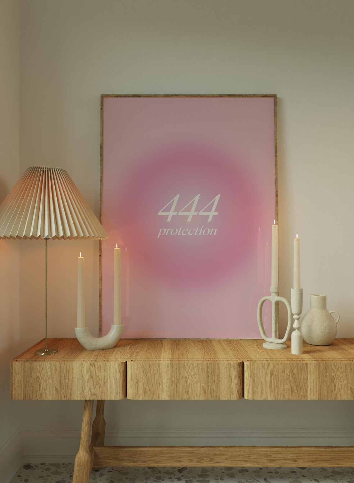 444 Wall Art Pink Room Decor Angel Number 444 Poster Aura Wall Art Pink 444 Print Angel Number Gift For Girl Apartment Decor Pink - Image 3