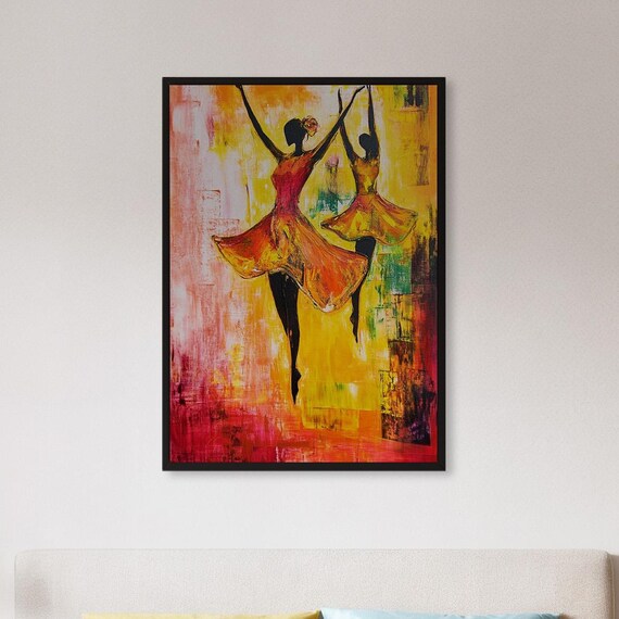 Framed Ballerina Wall Art Print Colorful Dance Movement Poster Expressive Ballet Decor Gift For Dancers Studios Or Artistic Interiors