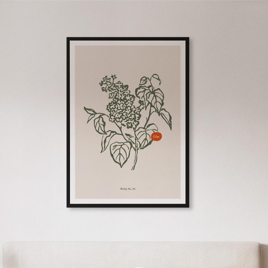 Lilac Botanical Line Art No 43 Green Minimalist Floral Poster