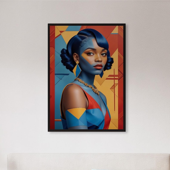 Bold Afro Futurism Woman Geometric Portrait Modern Empowered Art Poster