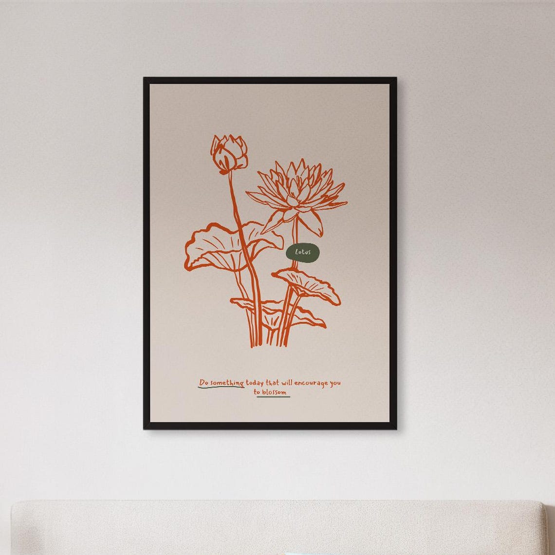 Lotus Flower Line Drawing Blossom Quote Botanical Zen Art Print