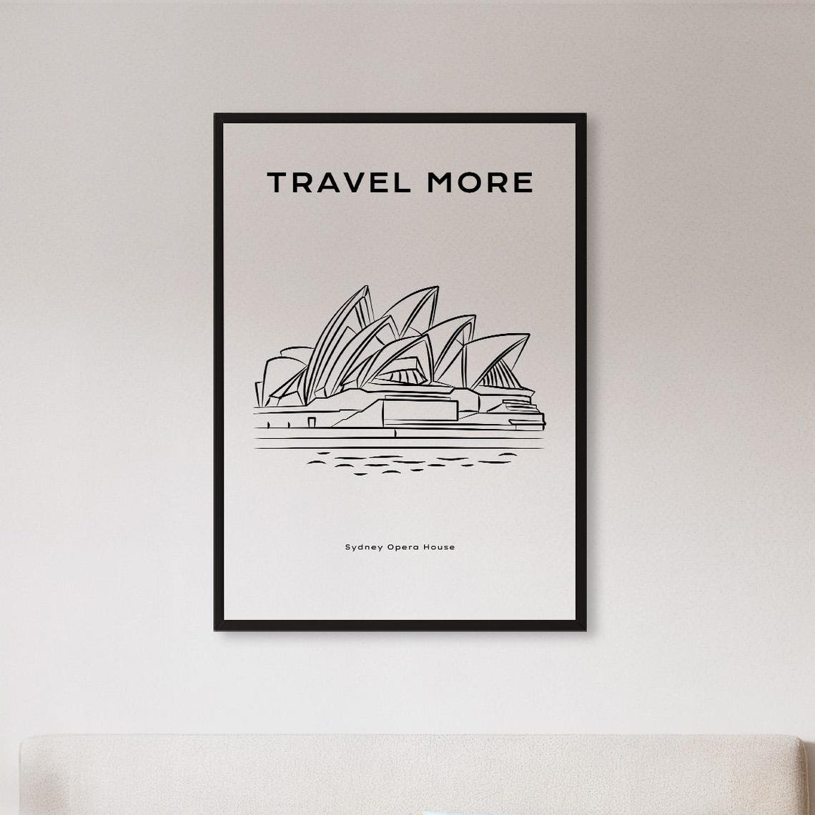 Sydney Opera House Minimal Line Art Travel More Wanderlust Poster