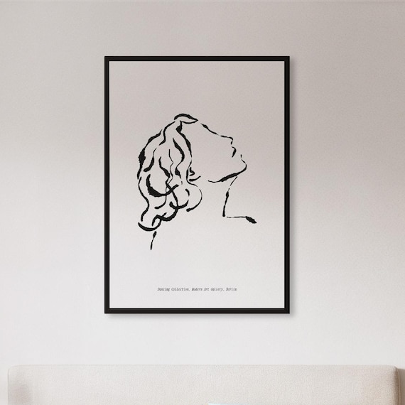 Minimalist Line Drawing Female Face Berlin Gallery Sketch Poster