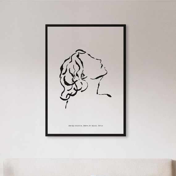 Minimalist Line Drawing Female Face Print Elegant Black And White Wall Art Framed Portrait Sketch Poster For Modern Feminine Interiors