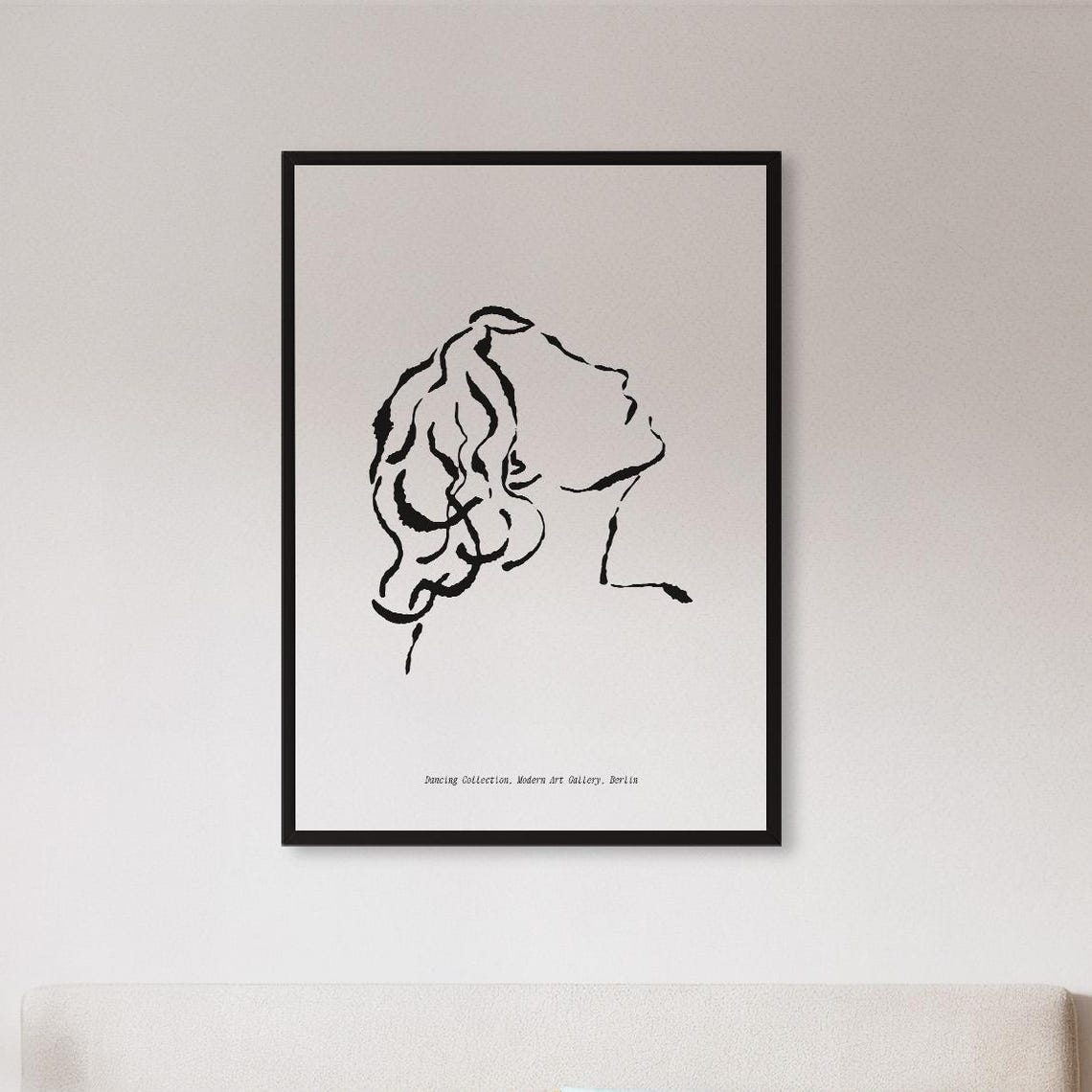 Minimalist Line Drawing Female Face Berlin Gallery Sketch Poster