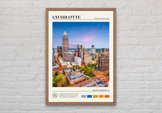 Charlotte North Carolina Travel Poster, Photo Art Print