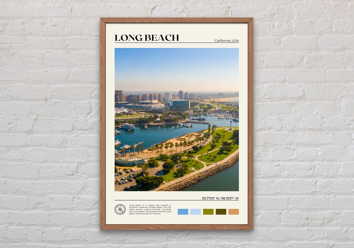 Long Beach Travel Poster, California Wall Art