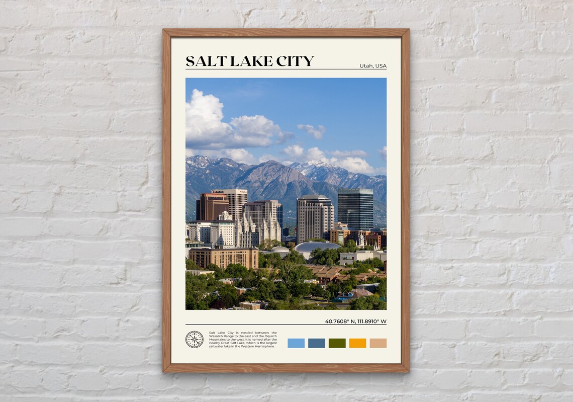 Salt Lake City Travel Poster, Real Photo Wall Art
