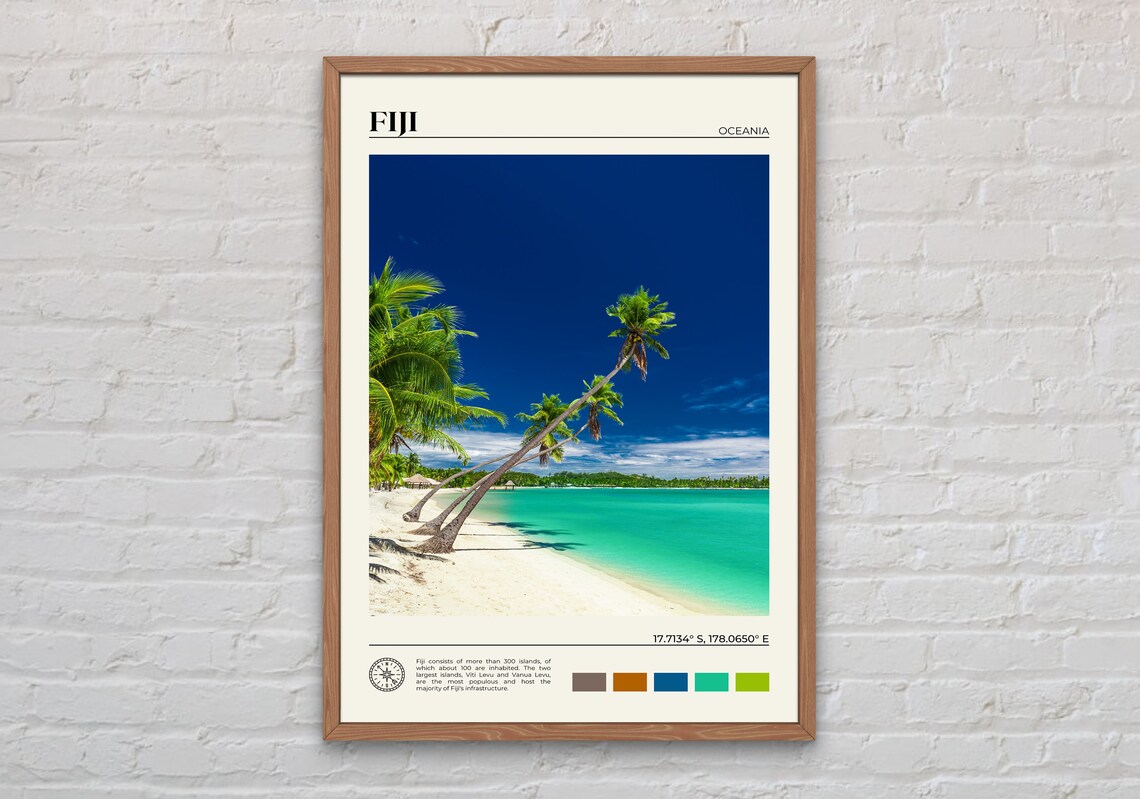 Fiji Travel Poster, Oceania Wall Art Print