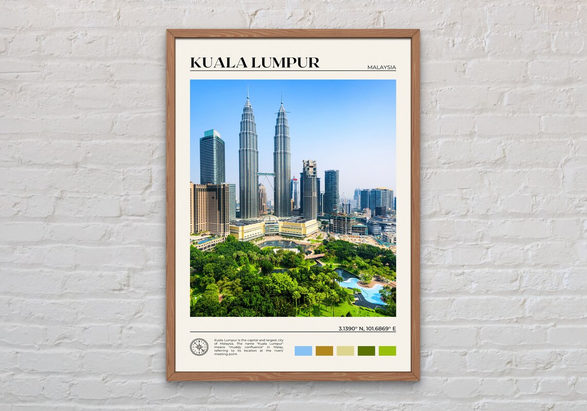 Kuala Lumpur Malaysia Twin Towers Travel Skyline Photo Poster