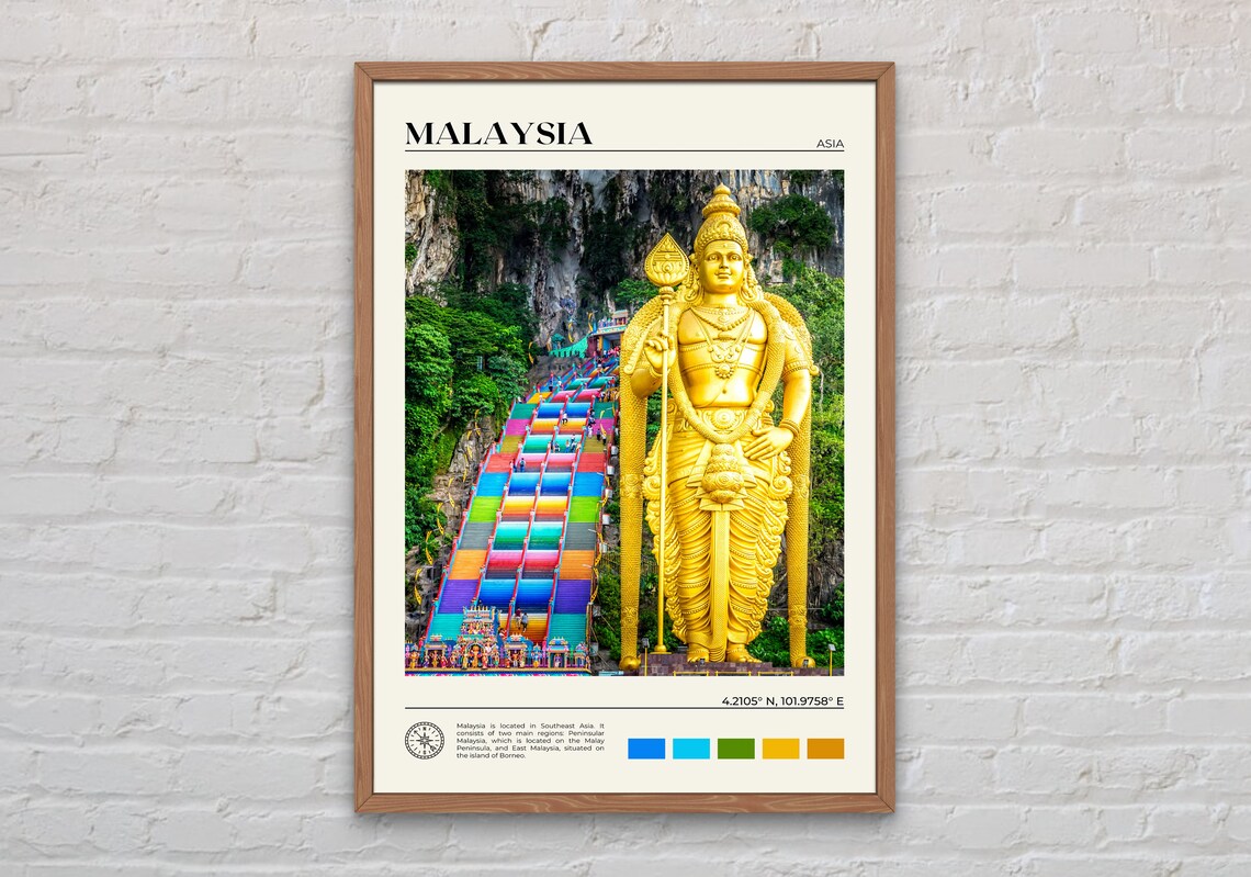 Malaysia Travel Poster, Asia Wall Art Print