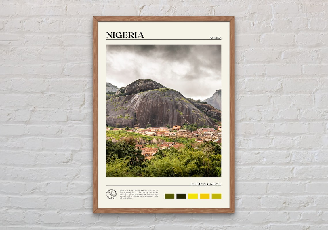 Nigeria Travel Poster, African Wall Art Print