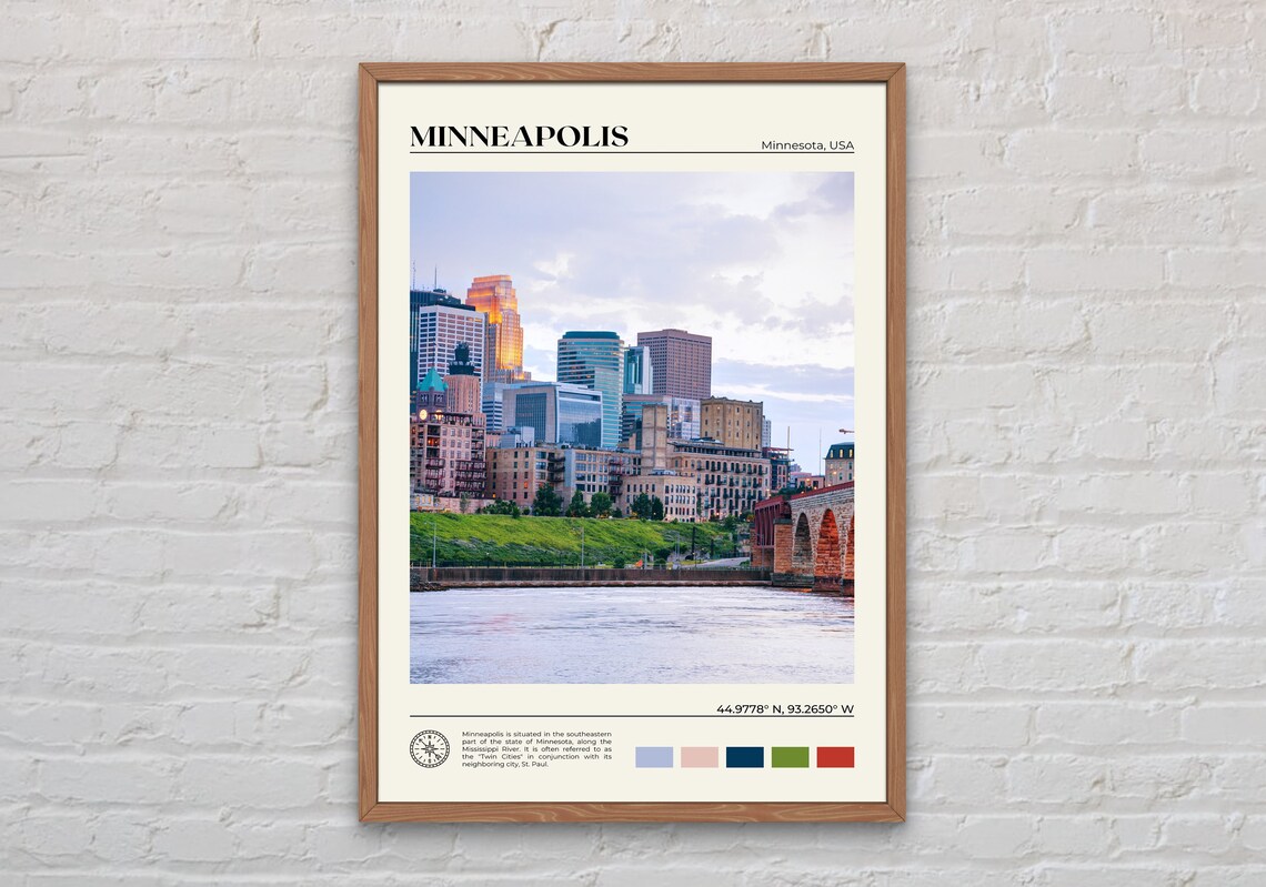 Minneapolis Real Photo Travel Poster, USA Decor